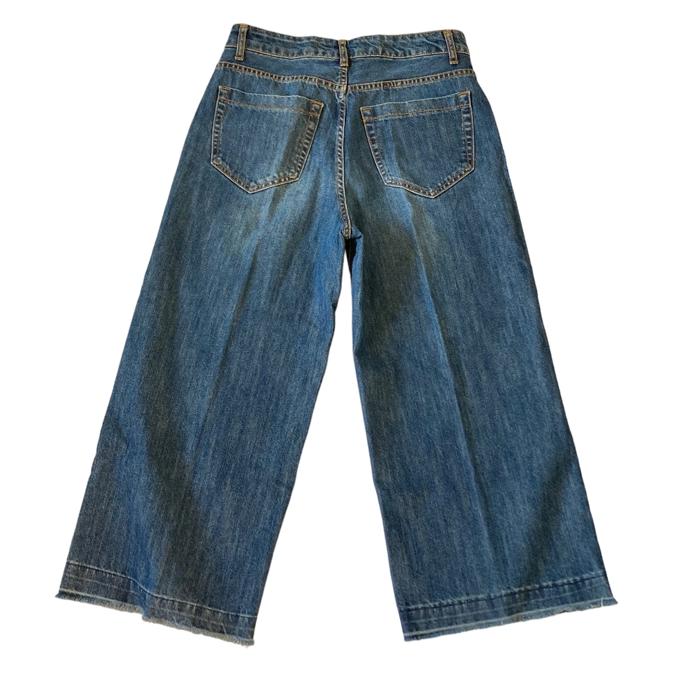 Preloved Made in Italy Blue Mid Cropped Wide Leg Jeans Size 42 - Authentic - Picture 3 of 14